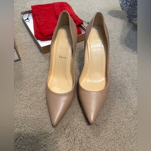 Christian Louboutin Apostrophy Pump 100 Nappa Nude Heels - Size 38